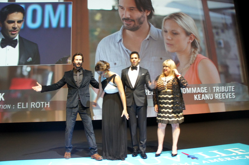 Keanu Reeves et toute l'équipe du film Knock Knock projeté en avant première à Deauville 2015